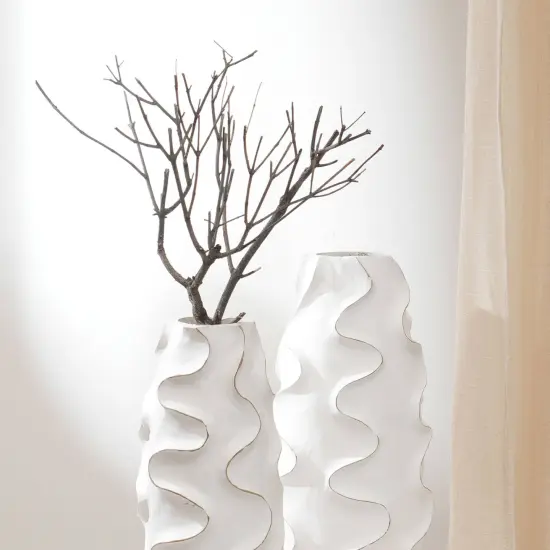 Decorative Handcrafted Accent Wood Vase-6x17 Inch {3}