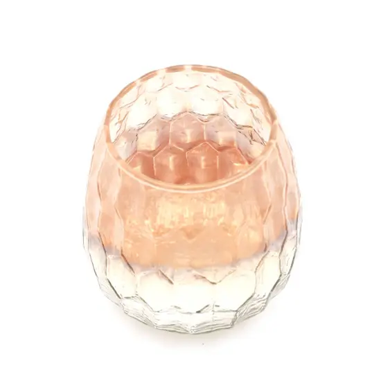 Decorative Honeycomb Design Ruby Lustre Glass Votive - 4" Height {4}
