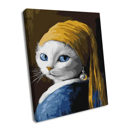 Painting by Numbers kit Cat with a pearl earring KHO6687 {2}