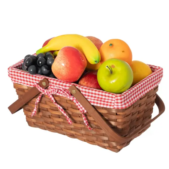 Double Handle Woodchip Basket with Liner - Perfect as Toy Organizer, Storing Fresh Fruits or Safeguarding Your Must-Have Beach Essentials for Unforgettable Holidays or Picnic Parties {9}