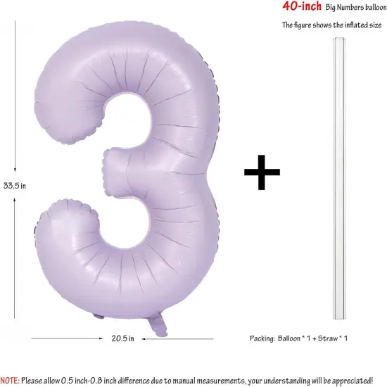 40 In Matte Purple Number Balloons Helium Foil Mylar Balloon Birthday Party banquet Decoration Digital 3 {2}