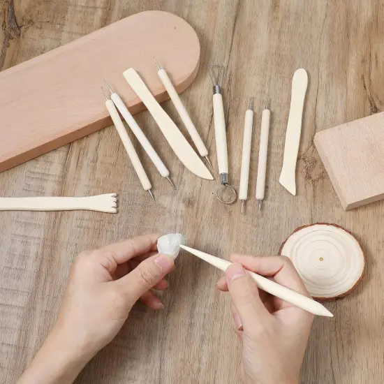 10Styles Wooden Clay Sculpting Tools, 6.2'' Smooth Double Ended Clay Modeling Tools {5}
