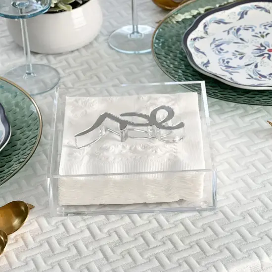 Napkin Holder With Shabbos Weight Silver {5}