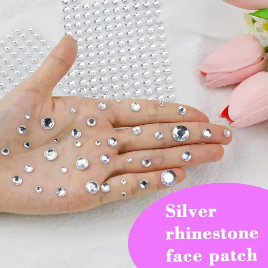 1799pcs Gem Stickers Jewels for Crafts - Self Adhesive Rhinestone Jewel Stickers, Stick on Gems Rhinestones for Crafts, Acrylic Bling Round Stickers, Craft Supplies for Kids 4Sheets 4Sizes Whitesilver {4}