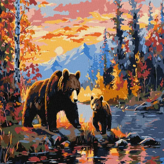 Painting by Numbers kit A bearfamily KHO6650 {3}