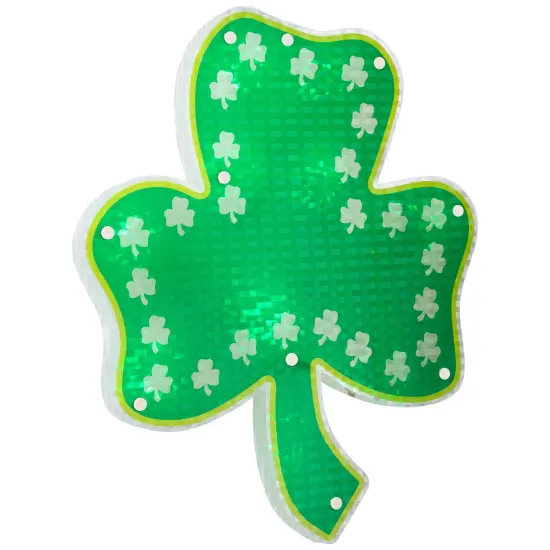 Northlight Lighted Green Shamrock St. Patrick's Day Window Silhouette - 14" - Green LED Lights {5}