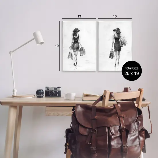 Stupell Industries Female Figures Shopping Bags 2 pc Wall Plaque Art Set Design by Jolanta Kowalik {3}