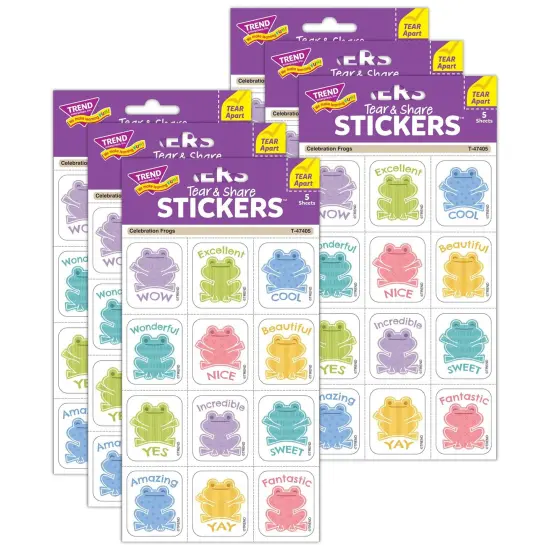 Celebration Frogs Tear & Share Stickers&reg;, 60 Per Pack, 6 Packs {1}