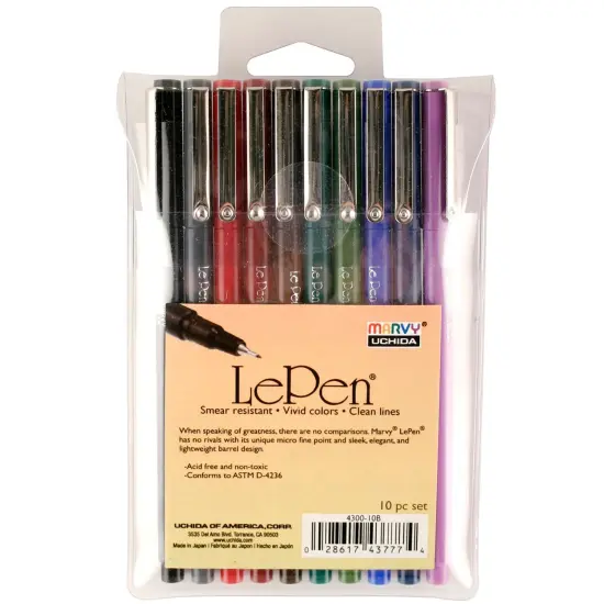 LePen&reg; Micro-Fine Point Pen, Dark, 10 Colors {1}