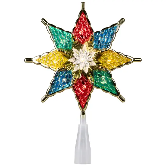 Northlight 8" Pre-Lit Red and Green Crystal 8-Point Star Christmas Tree Topper - Clear Lights {3}
