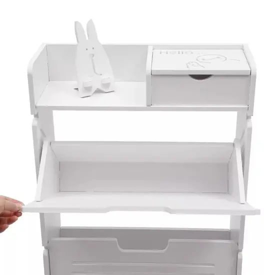 White Modern Shoe Rack PVC Shoe Storage Cabinet Tipping Bucket Storage Stand {1}