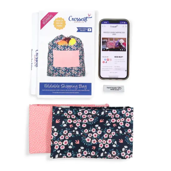 Crosscut Sewing Co.&reg; Foldable Shopping Bag Sewing Kit - Beginner Sewing Project Kit Garden party {6}