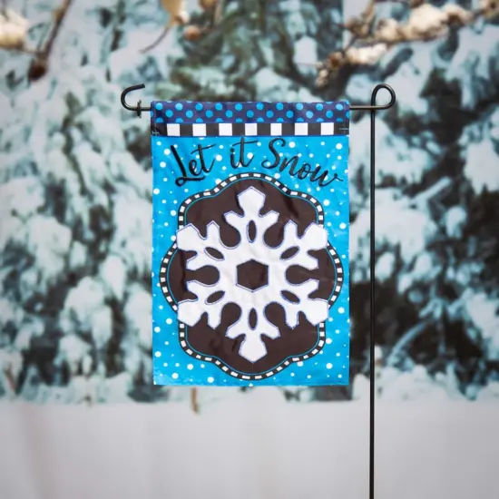 Patterned Snowflake Garden Flag 2 Sided Let It Snow {2}
