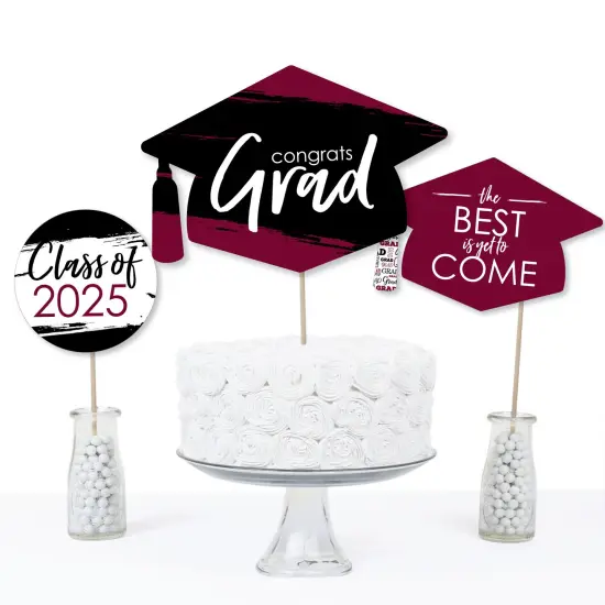 Big Dot of Happiness Maroon 2025 Graduation Party Centerpiece Sticks - Table Toppers - Set of 15 {5}