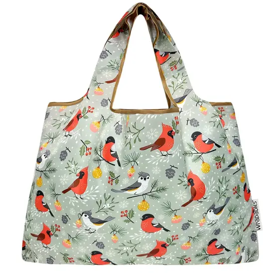 Wrapables Large Foldable Tote Nylon Reusable Grocery Bags, 6 Pack, Cozy Critters {6}