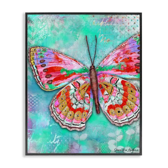 Stupell Industries Cherry Mint Butterfly Framed Giclee Wall Art Design by Jennifer Lambein {1}