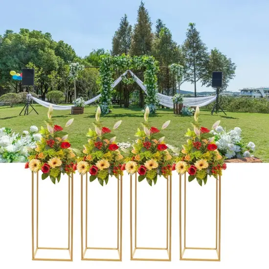 4X Gold Metal Flower Stand Balloon Stand 60cm for Wedding Stage Decoration {4}
