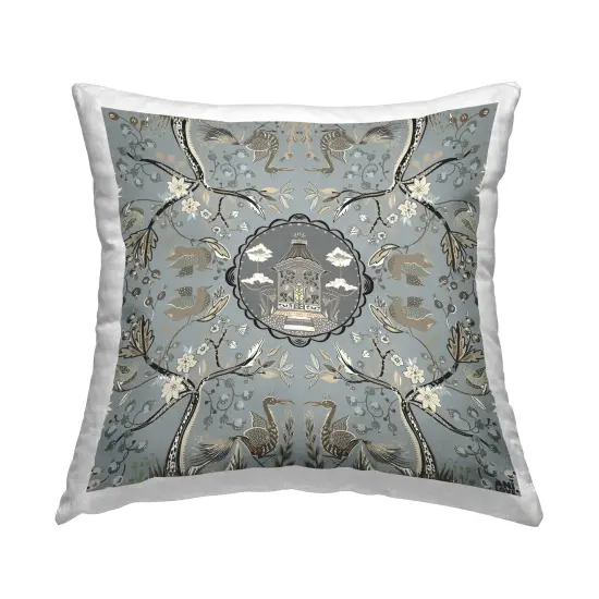 Asian Inspired Garden Decorative Printed Throw Pillow Design by Ani Del Sol, 18 x 7 x 18 {1}