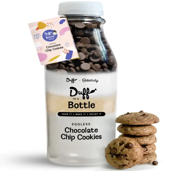 Baketivity Chocolate Chip Cookie Mix - Duff in a Bottle Baking Kit for Kids and Adults- Cookie Mix for Baking - Cookie Dough Mix with Premeasured Ingredients, Step-By-Step Instructions, Video Guide {1}