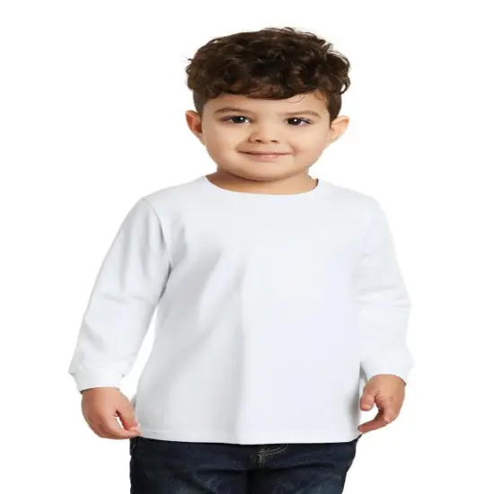 BELLA + CANVAS&reg; Toddler Jersey Crewneck Long Sleeve T-Shirt White {1}