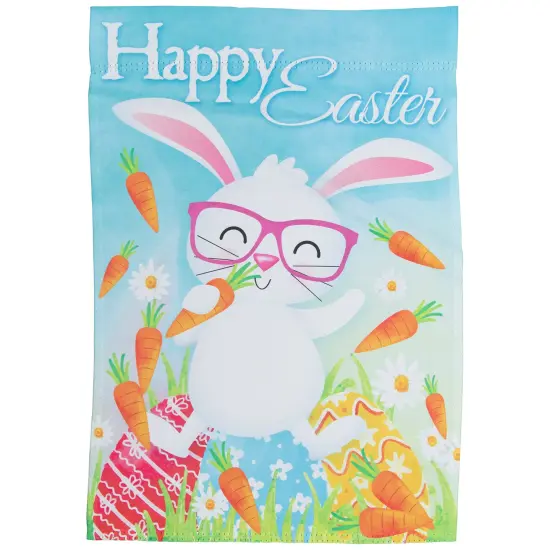 Northlight Happy Easter Bunny with Carrots Outdoor House Flag 28" x 40" Blue {3}