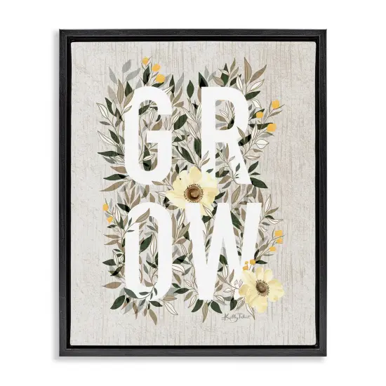 Stupell Industries Grow with Cottage Blooms Framed Floater Canvas Wall Art Design by Kelley Talent {1}