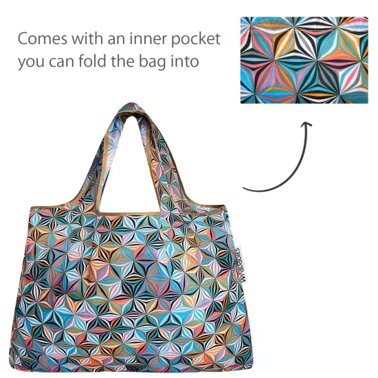 Wrapables Large Foldable Tote Nylon Reusable Grocery Bags, Star Pattern {5}