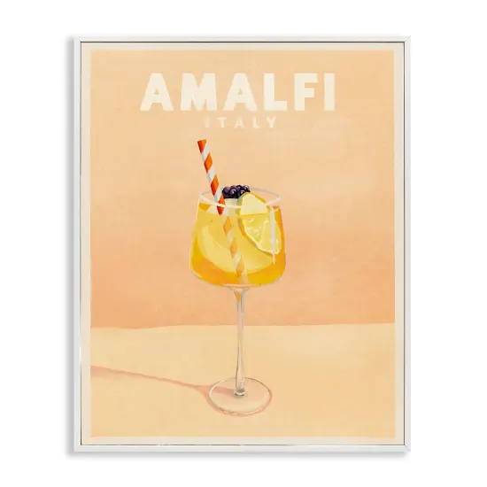 Stupell Industries Amalfi Italy with Cocktail Framed Giclee Wall Art Design by The Whiskey Ginger {1}