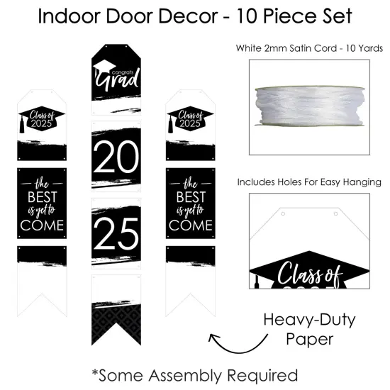 Big Dot of Happiness Black and White Grad - Best is Yet to Come - Hanging Vertical Paper Door Banners - 2025 Party Wall Decor Kit- Indoor Door Decor {6}
