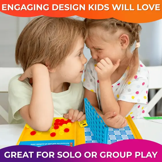 4 in a Row Fun Travel Game for Kids | 40 Plastic Chips {4}