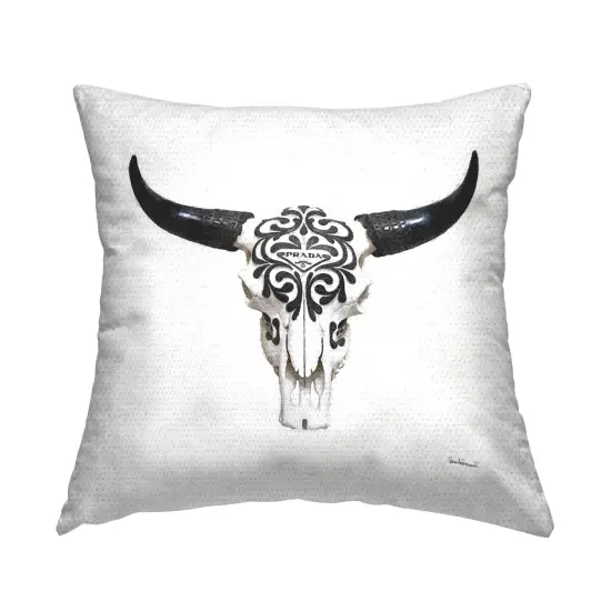 Fashion Brand Cow Skull Outdoor Printed Pillow Design by Amanda Greenwood, 18 x 7 x 18 {1}