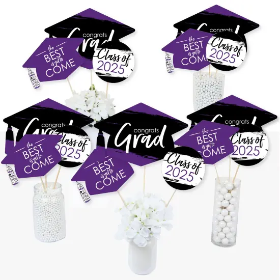 Big Dot of Happiness Purple 2025 Graduation Party Centerpiece Sticks - Table Toppers - Set of 15 {3}