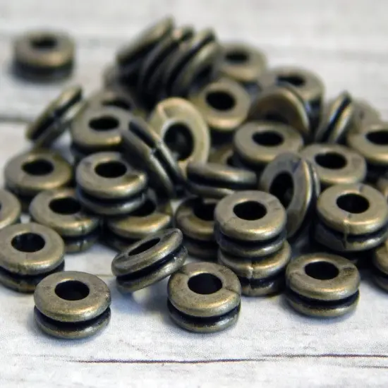 *250* 6x2mm Antique Bronze Grooved Rondelle Spacer Beads {3}