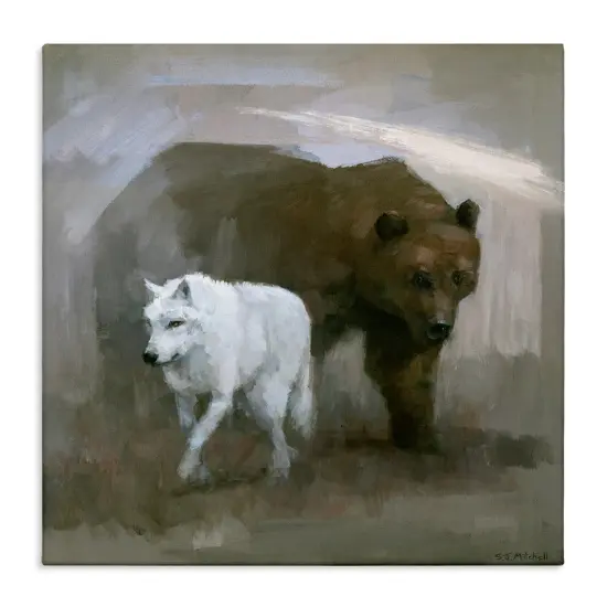 Stupell Industries Wolf & Bear Impression Canvas Wall Art Design by Stephen Mitchell {1}