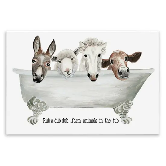 Stupell Industries Farm Animals Tub Wall Plaque Art Design by Cat Thurman Designs {1}