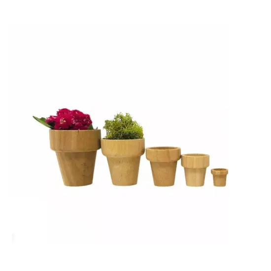 Kitcheniva 10 Pcs Miniature Birch Wood Flower Pots Small Flower Garden Pots {2}