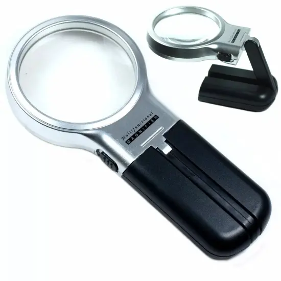 Kitcheniva 3X Illuminated Magnifier 3" Lighted Magnifying Glass LED Folding Stand {1}
