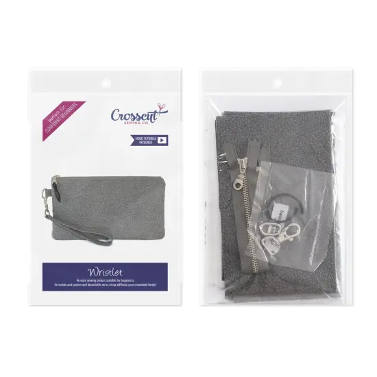 Crosscut Sewing Co.&reg; Wristlet Sewing Kit - Beginner Sewing Project Kit Waved gray {2}
