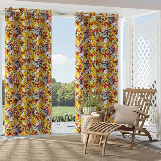 Canary - Gold & Yellow Floral Upholstery Fabric 54 Inches" {2}