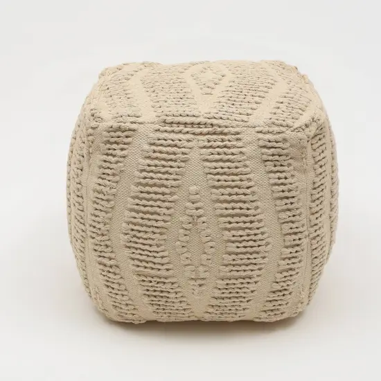 Geometric Handwoven Pouf 18"x18" - Decorative Pouf for Living Room, Bedroom, & Home D&eacute;cor {2}