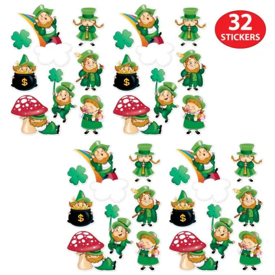 12 Packs Bulk Leprechaun/Shamrock Stickers 4/Pack {6}