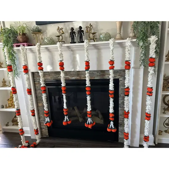 Jasmine Marigold Flowers Garland for Home Party Door Hanging Diwali Decorations Day of the Dead Dia De Los Muertos Ofrenda Halloween Mexican Fiesta Decor {1}