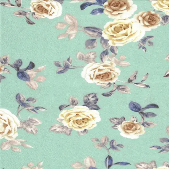 1 Yard 100% Polyester CEY Floral Print Fabric 58/59" Wide SEAFOAM {5}