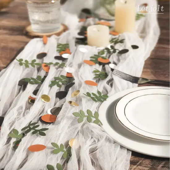 Baby Shower Confetti Glitter Table Decoration Greenery Golden Eucalyptus Jungle Safari Theme Scatter Tropical Rain Forest Woodland Party Bridal Shower Wedding Decor Supplies 210Pcs {3}