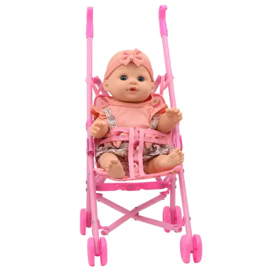 Little Darlings: Out For A Stroll - Cupcake Lollipop Pink & Blue Outfit - 12" Baby Doll & Foldable Toy Stroller, Soft Body, Treats Design, Kids Age 3+ {3}