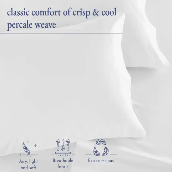 Organic Cotton Pillow Cases Queen/Standard Set of 2, Soft & Cooling Percale Weave Cotton Pillowcases (Bright White) {5}
