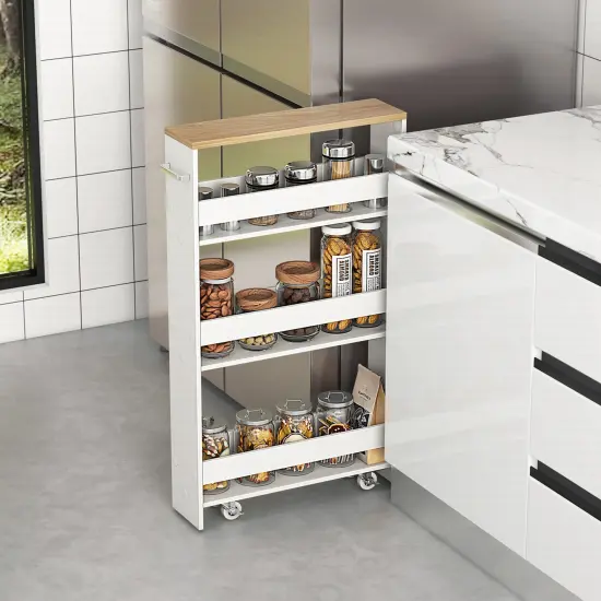 Costway Rolling Kitchen Slim Storage Cart Mobile Shelving Organizer w/ Handle {2}