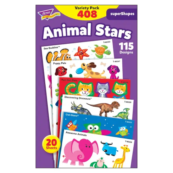 Animal Stars superShapes Stickers-Large VarPk, 408ct {1}