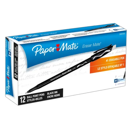 Eraser Mate&reg; Pen, Black, 12-Pack {1}