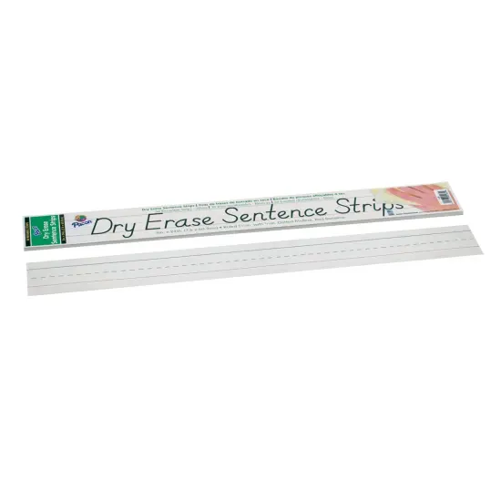 Dry Erase Sentence Strips, White, 1-1/2" X 3/4" Ruled, 3" x 24", 30 Strips {1}